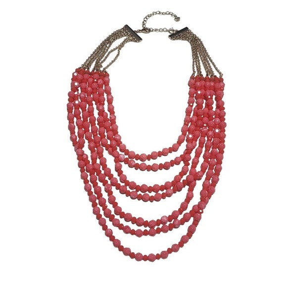 Premier Designs Layered Pink Statement Necklace Multi-Strand Jewelry Fashion - Picture 1 of 3